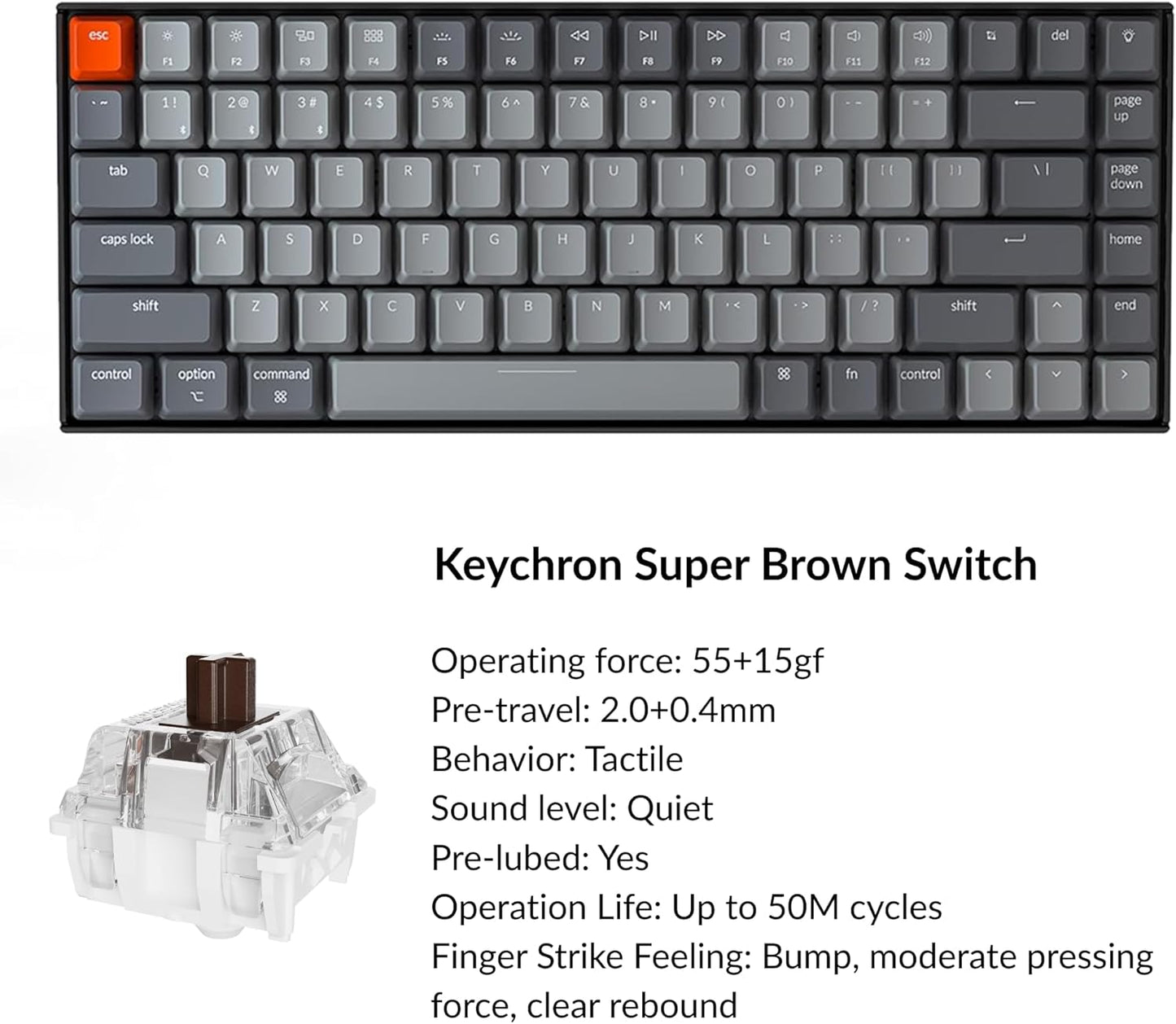 K2 75% Layout RGB Bluetooth Wireless Mechanical Keyboard with  Super Brown Switch/Anti Ghosting/N-Key Rollover, Compact 84 Keys USB Wired Gaming Keyboard for Mac Windows-Version 2 |  Super Brown Switch/Anti Ghosting/N-Key Rollover, 84 Keys USB Wired Gaming Keyboard for Mac Windows